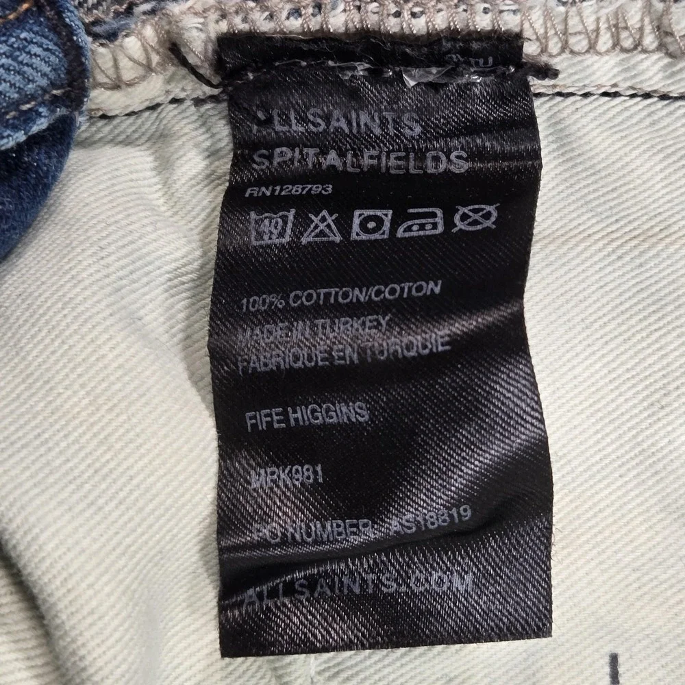 AllSaints Spitalfields Jeans Mens 30x23 (tag 30) Blue Fife Higgins Straight